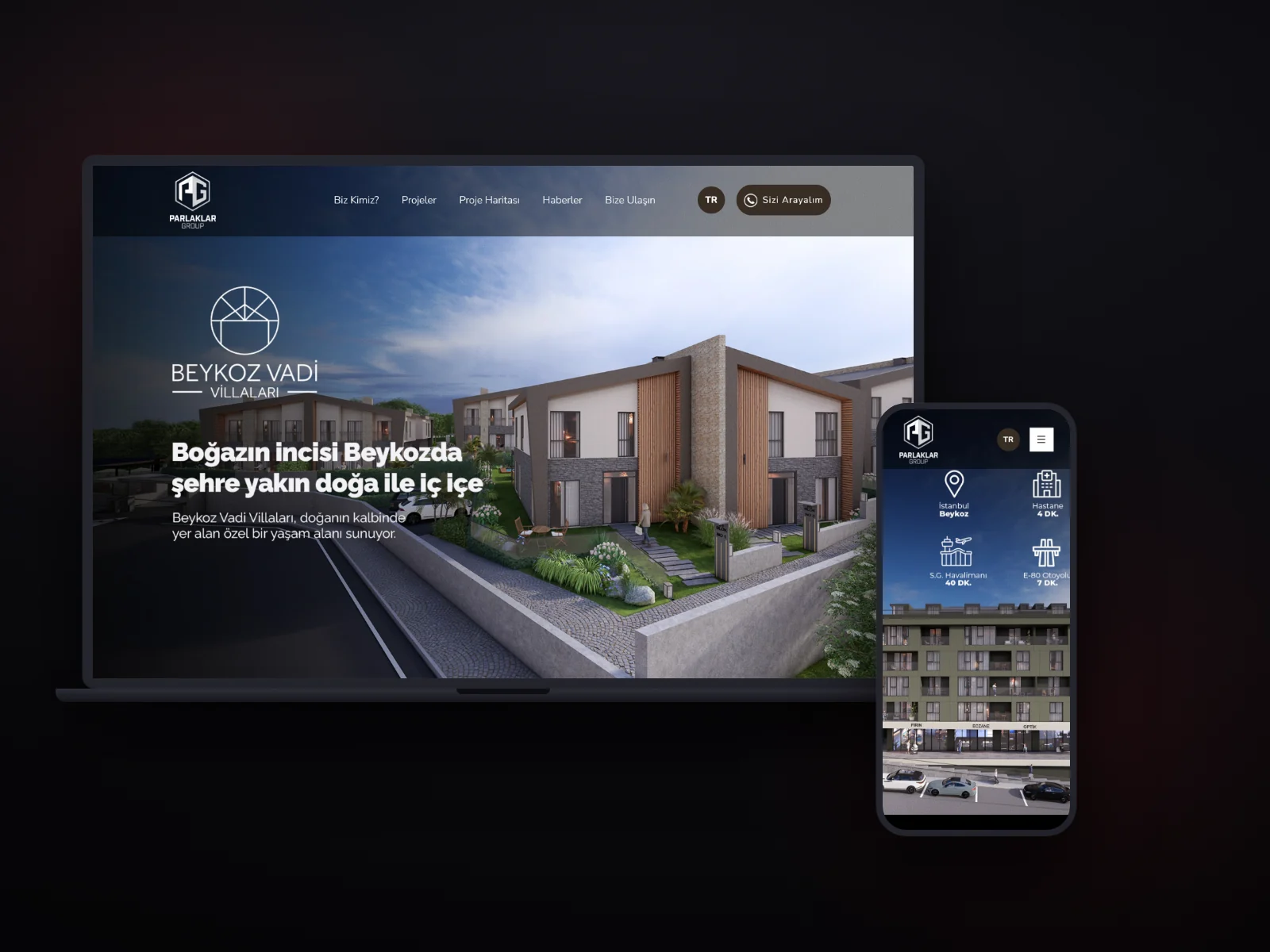 Parlaklar Group kurumsal sitesi arayüzü