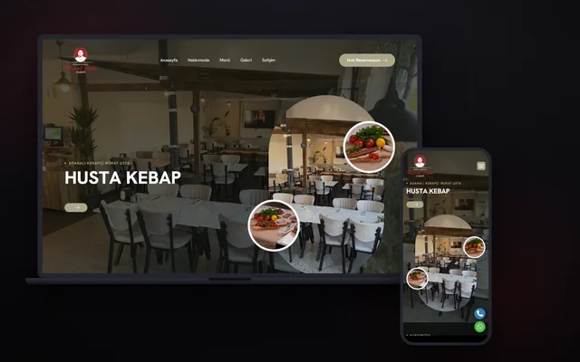 Husta Kebap online sipariş sitesinin ana sayfası, dizüstü ekranında
