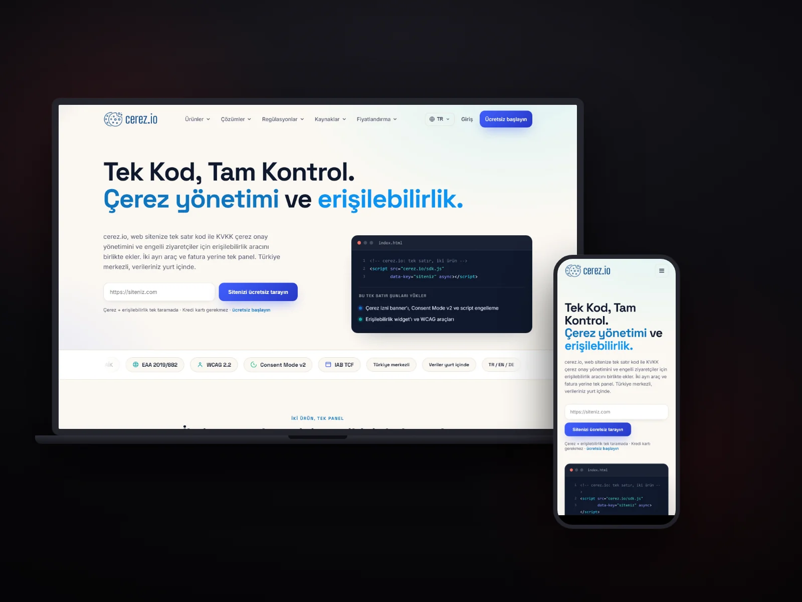 CerezSuite: KVKK + EAA Uyumluluk Platformu: Cookie Consent + Accessibility Widget